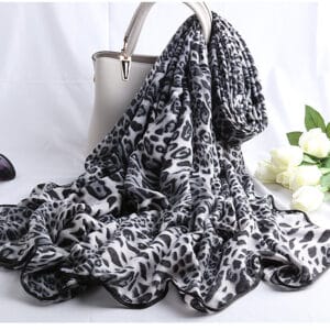 Fashion Leopard Print Cotton and Linen Scarf Women’s