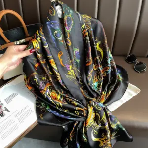 Floral Bloom Satin Silk Scarf For Women