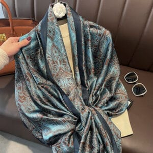 Blue Lotus 100% mulberry silk scarf women’s